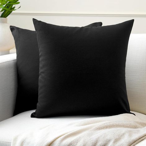 Federa decorativa con cerniera, nera, 50x50 cm, 2 pezzi.