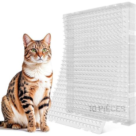 Lot de 10 Tapis Anti Chats 42 cm × 32 cm, Tapis Répulsif à Picots pour Extérieur (1/5)