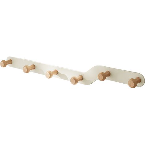 Garderobenleiste Kindergarderobe Ohne Bohren Garderobenhaken Wand Kleiderhaken Hakenleiste Cremefarbende,für Flur Kinderzimmer Wohnzimmer Schlafzimmer Badezimmer - 6 Haken