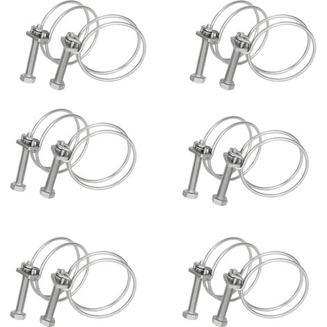 Colliers de serrage en acier inoxydable 304, double fil, fixation solide pour tuyaux et câbles, argent 14-20mm (12 pièces) (1/4)