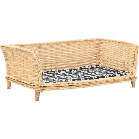 Panier pour chien avec coussin 90x54x35 cm en osier naturel