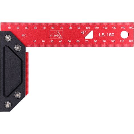 Équerre de menuiserie pour charpente en aluminium, règle de traçage en L de haute précision avec échelle laser pour charpentier, 150 mm (1/5)