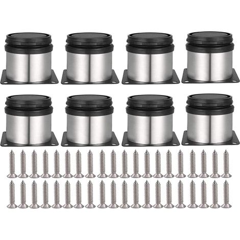 8 pièces Pieds de Meubles Réglables Vis Inclus Ronds Métal Acier Inoxydable Cabinet Jambe Table Pieds Pied d'armoire Hauteur ajustable Pour Canapé, Table, Armoires, éTagèRes 50 mm