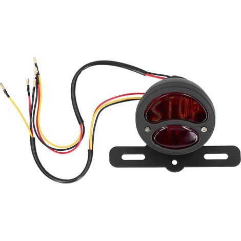 Tbest Fanale posteriore per moto, fanale posteriore vintage DC12V con luce di stop e supporto universale per targa per moto YMH. (1/5)