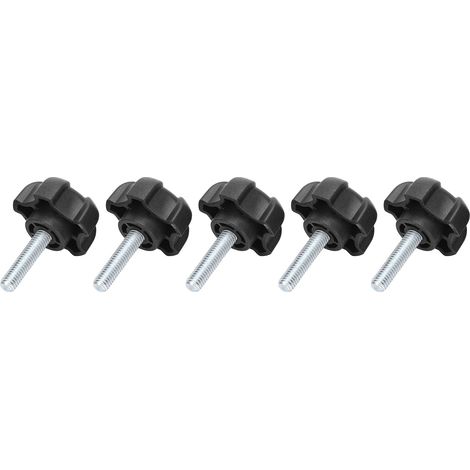 Molette étoile 5 branches M6 x 25mm, vis à main plastique avec poignée moletée, lot de 5, tête en étoile, fixation rapide sans outil. (1/5)