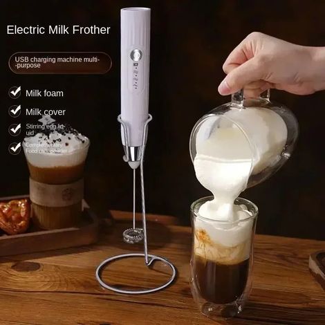 Batteur à œufs électrique rechargeable USB 2 en 1, mélangeur à pâtisserie, mousseur à lait, gadgets de cuisine, agitateur à café (1/5)