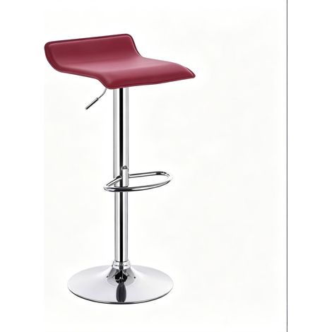 Taburete de bar giratorio en piel sintética color vino con altura ajustable (1/5)