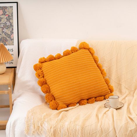 (jaune, 45 x 45 cm) Taie d'oreiller décorative de style bohème avec broderie à la main adaptée pour canapé lit, chambre à coucher, canapé (1/5)