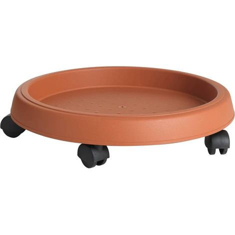 Porte plantes à roulettes - D 25 cm - Marron - Support pots de fleurs roulant - Livraison gratuite