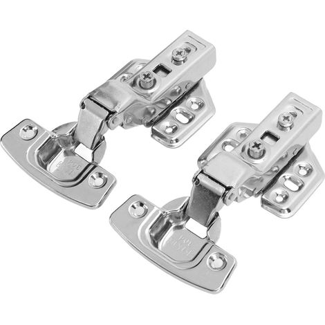 charnières de placard en acier inoxydable de 2 mm d'épaisseur, base renforcée, finition électroplaquée brillante, pour cuisine et salle de bain, grande courbure. (1/5)