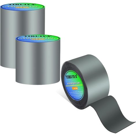 Toit Ruban De Réparation - Bande Butyle Caoutchouc Tape, Pour Fuite De Toit, Fissure De Tuyau, Façades, Trou, Bande D'étanchéIté Autocollante (Gris, 10cm x 5m x 1 roll) (1/5)