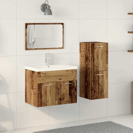 Set di mobili per il bagno 4 pz Marrone Legno ingegnerizzato vidaXL (1/5)