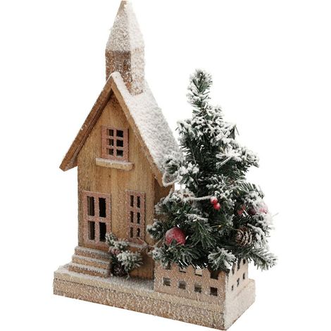 Weihnachtshaus mit LED-Weihnachtsbaum (44 cm) (1/3)