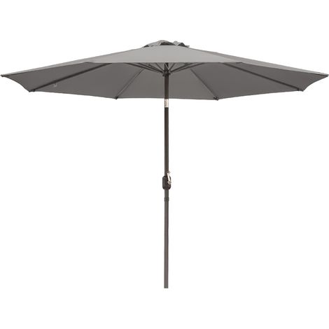 3M Round Garden Umbrella Patio Sun Shade Canopy Crank Tilt Grey Parasol with 12KG Base Weight (1/2)