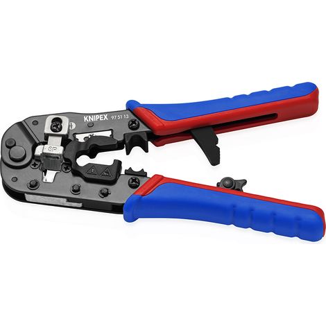 KNIPEX 97 51 13 Crimpatrice per connettori tipo western RJ45 con manici multicomponente brunita 190 mm (1/9)
