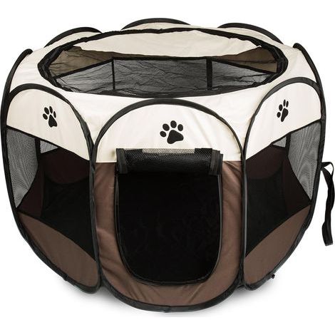 Folding Playpen, Oxford Fabric, Breathable Mesh, Galvanized Steel, Carry Bag, Indoor/Outdoor (1/5)