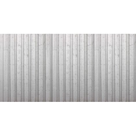 Papier peint panoramique imitation lambris gris | Tapisserie panoramique bois grise | Papier peint panoramique moderne chambre - 250 x 500 cm (5 pièces) (1/2)