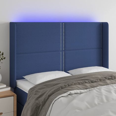 Tête de lit à LED - Design industriel - Pour Lit adulte - Bleu 147x16x118/128 cm Tissu Chic-220004 (1/5)