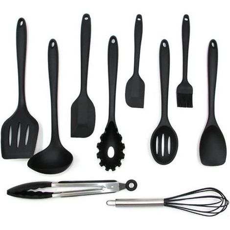 Kitchen Utensil Set - 10 Pieces - Silicone - Black (1/3)