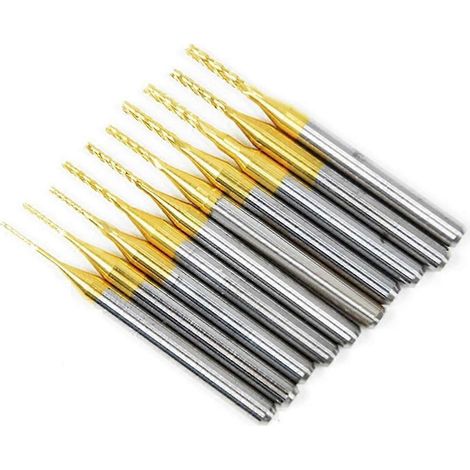 10 titanbeschichtete Gravierfräser mit Hartmetallspitzen