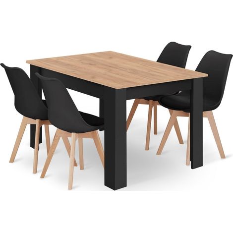 Ensemble repas - leobert - mark - noir - 120 x 80 cm - 5 pieces 211770155