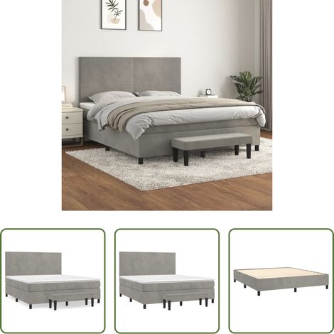 vidaXL Matelas à ressorts ensachés - Sommier à lattes de lit et matelas Gris clair 160x200cm Velours (1/5)