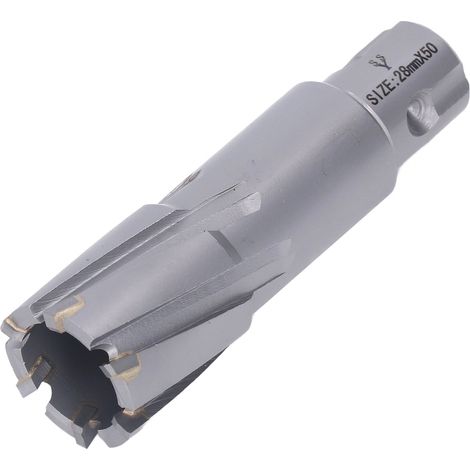 Foret trépan carbure 28mm pour acier, perçage profond 50mm, compatible perceuse magnétique
