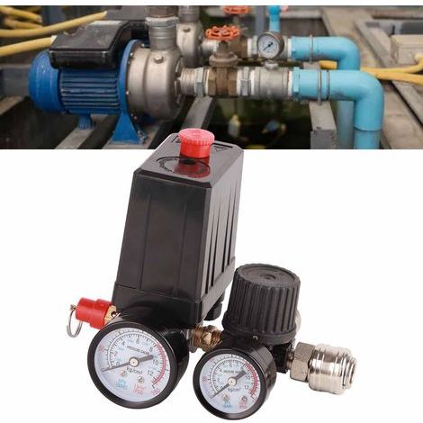Regulador de presión para compresor de 4 orificios y 1/4 de pulgada, 90-120 PSI, 220 V (1/5)