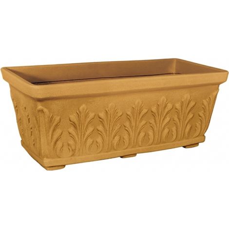 Macetero decorativo clásico tradicional de 70x33 cm y 27 cm de alto, fabricado en polímero Impruneta resistente ideal para plantas de jardín y terraza