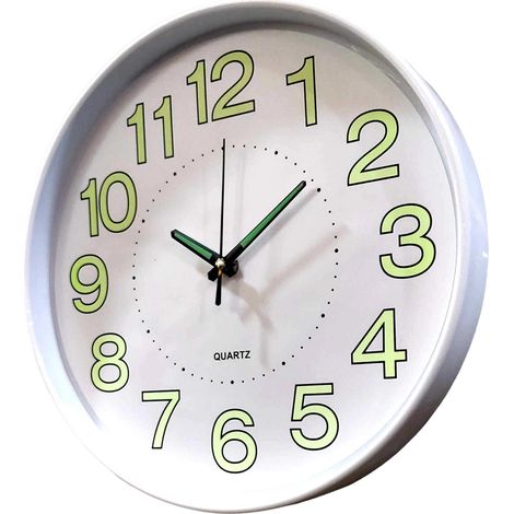 1 Horloge murale, plastique rond, affichage numérique et aiguilles, fonction veilleuse, salon bureau maison (1/5)
