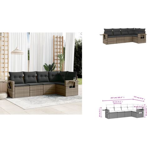 5-tlg. Garten-Sofagarnitur mit Kissen Grau Poly Rattan - Gartenmöbel - Sofasatz - Rattan Möbel - Outdoor Möbel - Lounge Set (1/3)