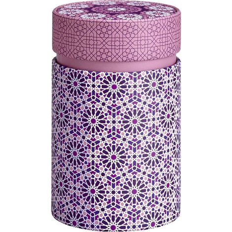 Boîte à thé Mandala rose 150 g double couvercle (1/2)
