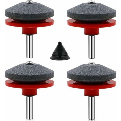 4 Pièces Affuteur Lame Tondeuse Gazon Universel Aiguiseur de Tondeuse Accessoires pour Tondeuses avec 1Pcs Kit D'équilibrage de Lame,50 x 47mm (1/4)
