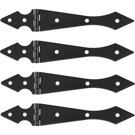 Lot de 4 noir charnières de portail de 10,2 cm, charnières de portail robustes en bois pour clôture en bois, portail de cour pour terrasses, portes de grange, portail de cour (1/5)