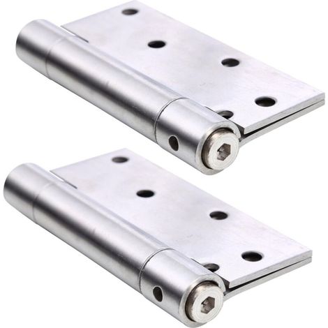 10 cm Edelstahl-Türscharnier mit Selbstschließmechanismus und einfacher Feder für den Innenbereich – 2er-Pack – KZQ
