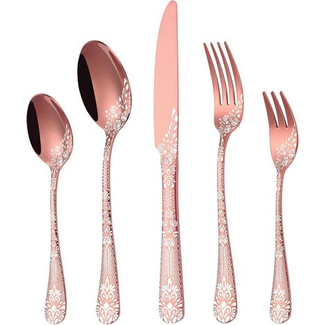 Besteck Edelstahl 30teilig Gabel Löffel 30-Teiliges Ros&xE9gold (1/5)