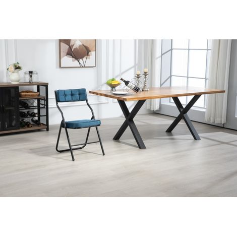 Chaise pliante pack de 2 avec coussin, design confortable pour salle à manger, cuisine, bureau, réception, événement, portable et facile à ranger, couleur unie (1/5)