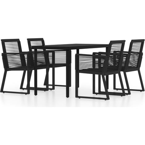 Maison Exclusive - 5-tlg. Garten-Essgruppe Schwarz