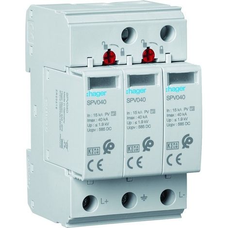 Parafoudre T2 3P 40kA photovoltaïque - HAGER SPV340