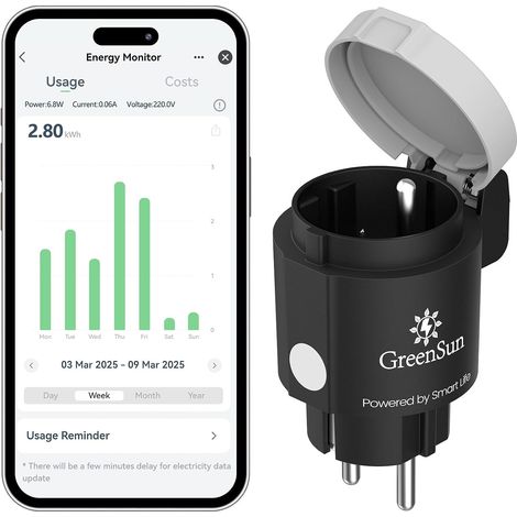 Prise Connectée Exterieure - Prise Connectée Smart Life Exterieure Etanche IP44 Mesure Consommation Fonction Commande Vocale Contrôle APP Minuterie 16A Type E (1/5)
