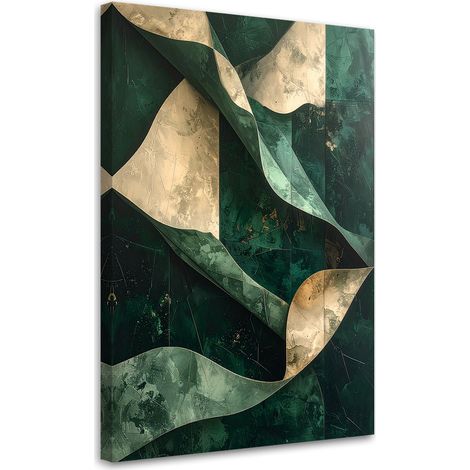 Quadro su tela, Onde astratte verde oro, 40x60 (1/5)