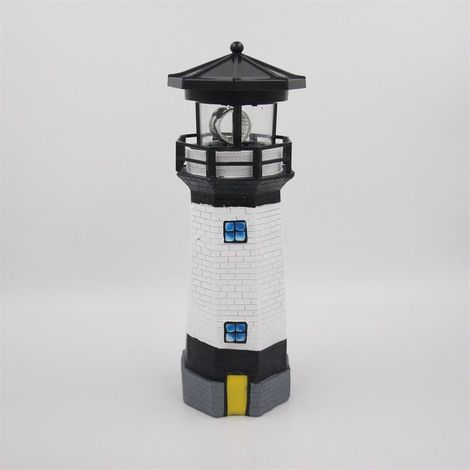 Phare solaire extrieur jardin dcoratif paysage cour pelouse lampe rsine led solaire tour phare(noir) (1/5)