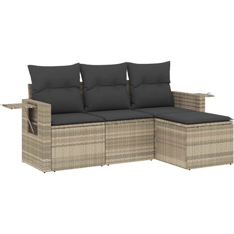 vidaXL Set Divano da Giardino 4pz con Cuscini Grigio Chiaro (1/5)