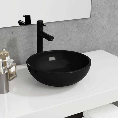 Lavabo Verre trempé 35x12 cm Noir (1/5)
