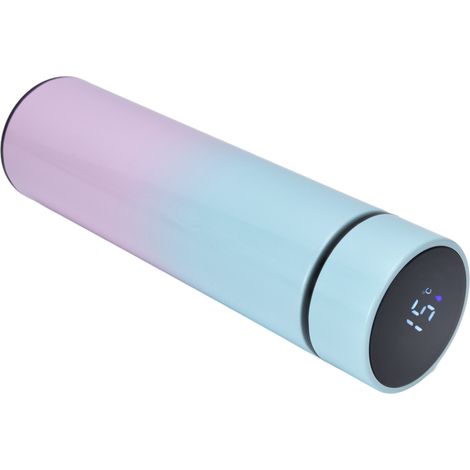 Intelligenter LED-Trinkbecher mit Temperaturanzeige, Touch-Bedienung, doppelwandiger Vakuumisolierung aus Edelstahl, hellblauer Farbverlauf, inklusive Knopfzellenbatterie (1/5)
