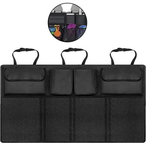 Coffre de rangement voiture,accessoire voiture,  - Nearful -  [90  46 cm double capacité] équipé de [elastic net & velcro] le meill (1/4)