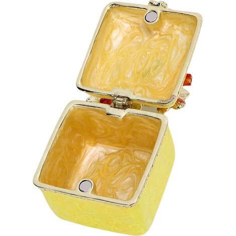 Elegant Antique Jewelry Case, Stylish Flower Design in Zinc Alloy, Exquisite Cherry Blossom Jewelry Box for Vanity Desk Shelf (YELLOW) (1/5)