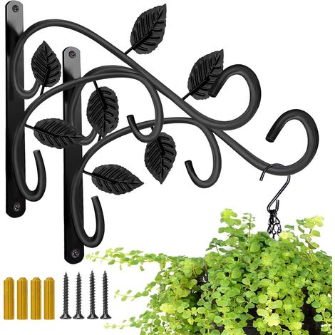 Support Murale Pour Plantes - Crochet Métallique 30 cm - Résistant À La Rouille - Pour Balcon Jardin Terrasse - Lot De 2 (1/5)