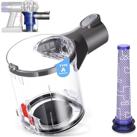 Poubelle Collecteur Réservoir + Filtre pour Dyson V6 Bac à Poussière Pièces Détachées DC58 DC59 DC62 DC74 Accessoires Aspirateur Dustbin 965660-01 Type A Remplacement Durable (1/4)