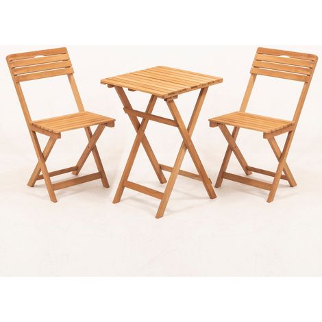 Ensemble de table pliante Volen 50 avec 2 chaises en bois et coussins (1/5)